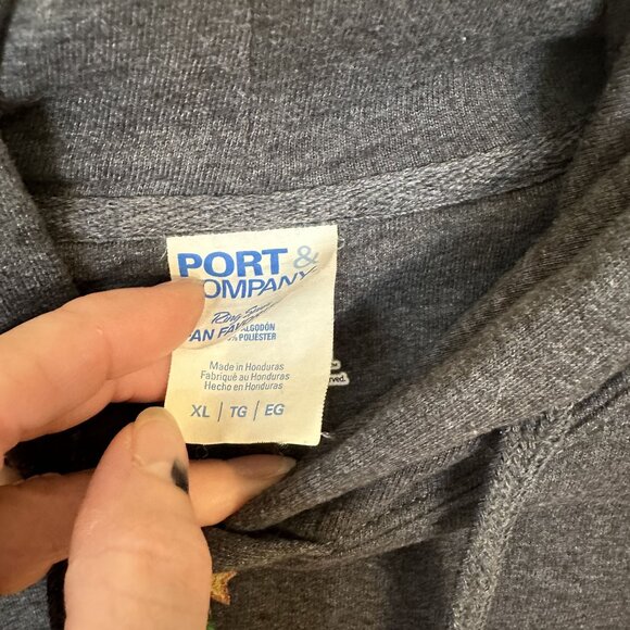 MTV Christmas Hoodie XL Port & Company Charcoal Gray Sweatshirt 90s Vtg Unisex - Picture 3 of 9